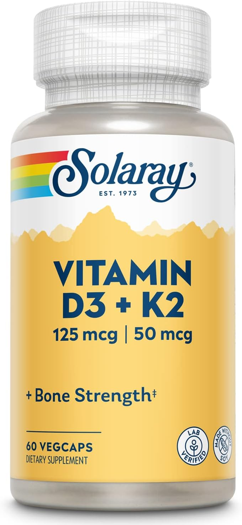 Solaray Vitamin D-3 + K-2 60 Ct image number 1