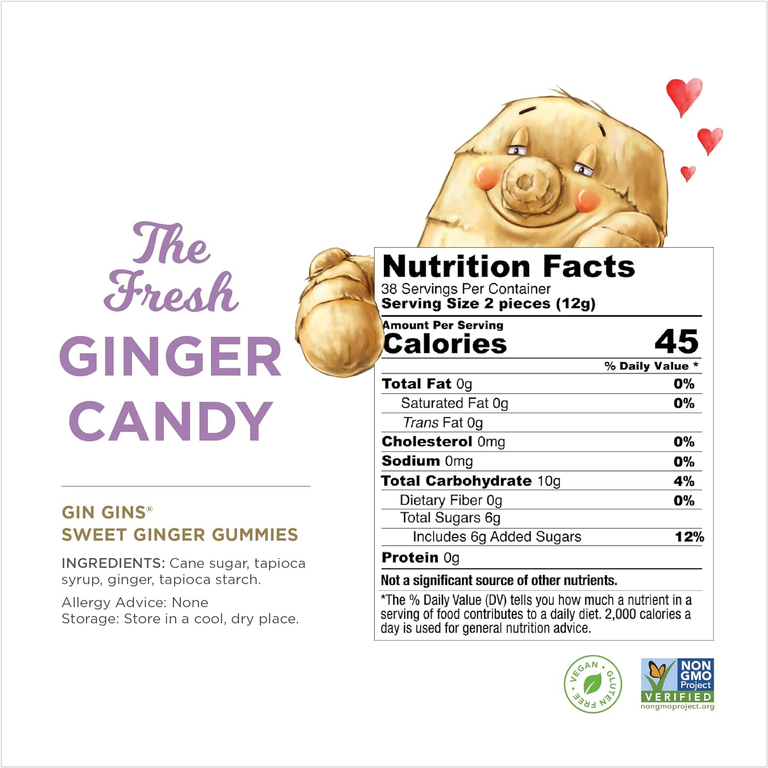 GIN GINS Sweet Ginger Gummies &ndash; Natural Fresh Ginger Candy by the Ginger People &ndash; Sweet Ginger Gummies Flavor &ndash; Large 1 Lb Bag (16Oz) &ndash; Pack of 1 image number 4