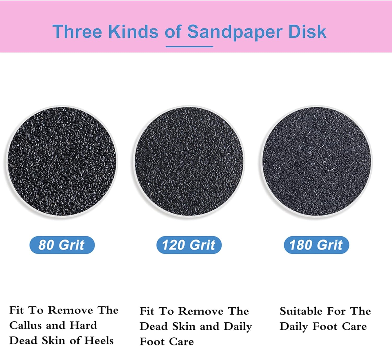 60Pcs Replacement Sandpaper Disk with Metal Nail Drill Bit,25Mm Self-Adhesive Pedicure Sanding Paper Disc Pads for Manicure Pedicure,80/120/180# Grit