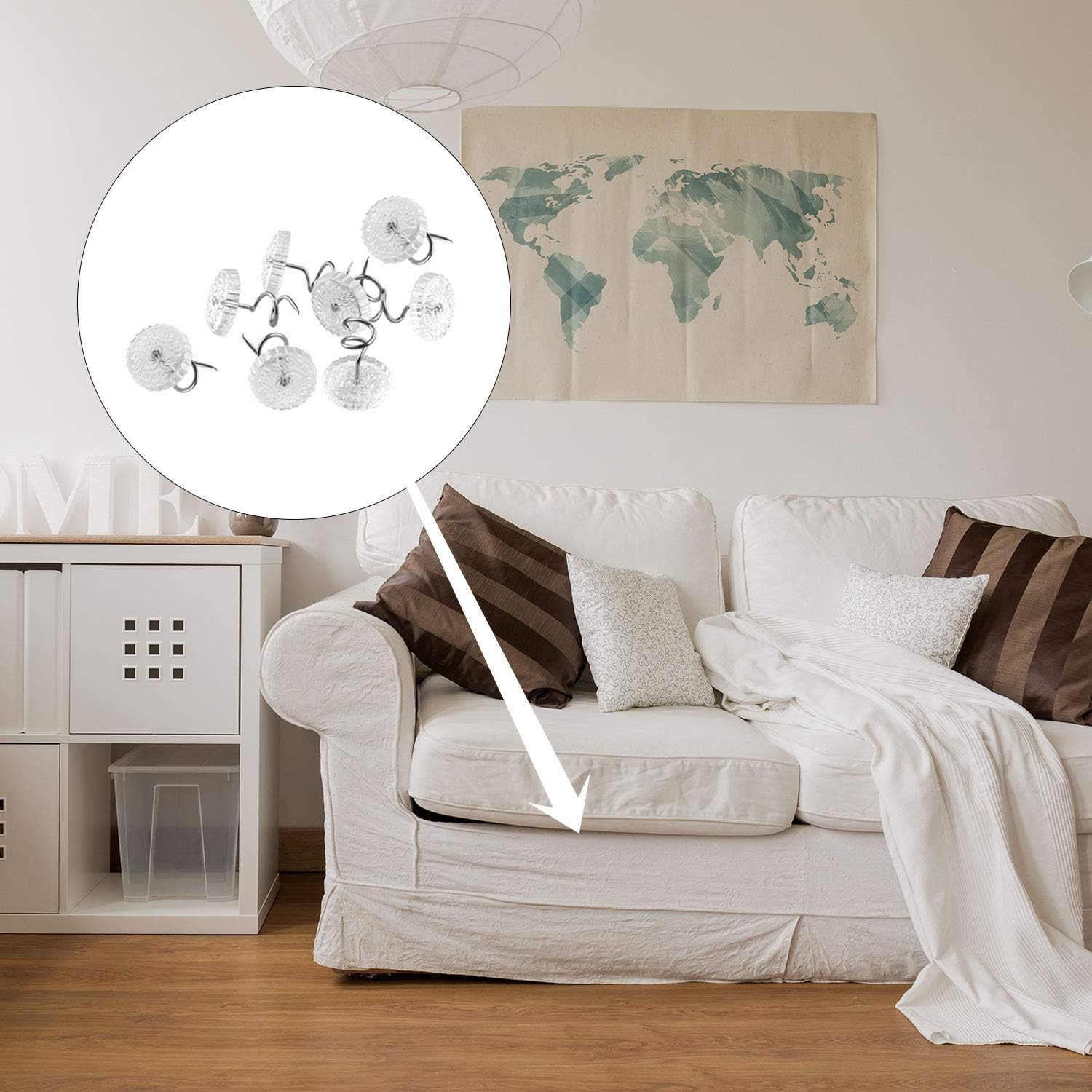 KUUQA 100 Pieces Upholstery Twist Pins Clear Heads Bed Skirt Pins for Slipcovers and Bedskirts image number 4