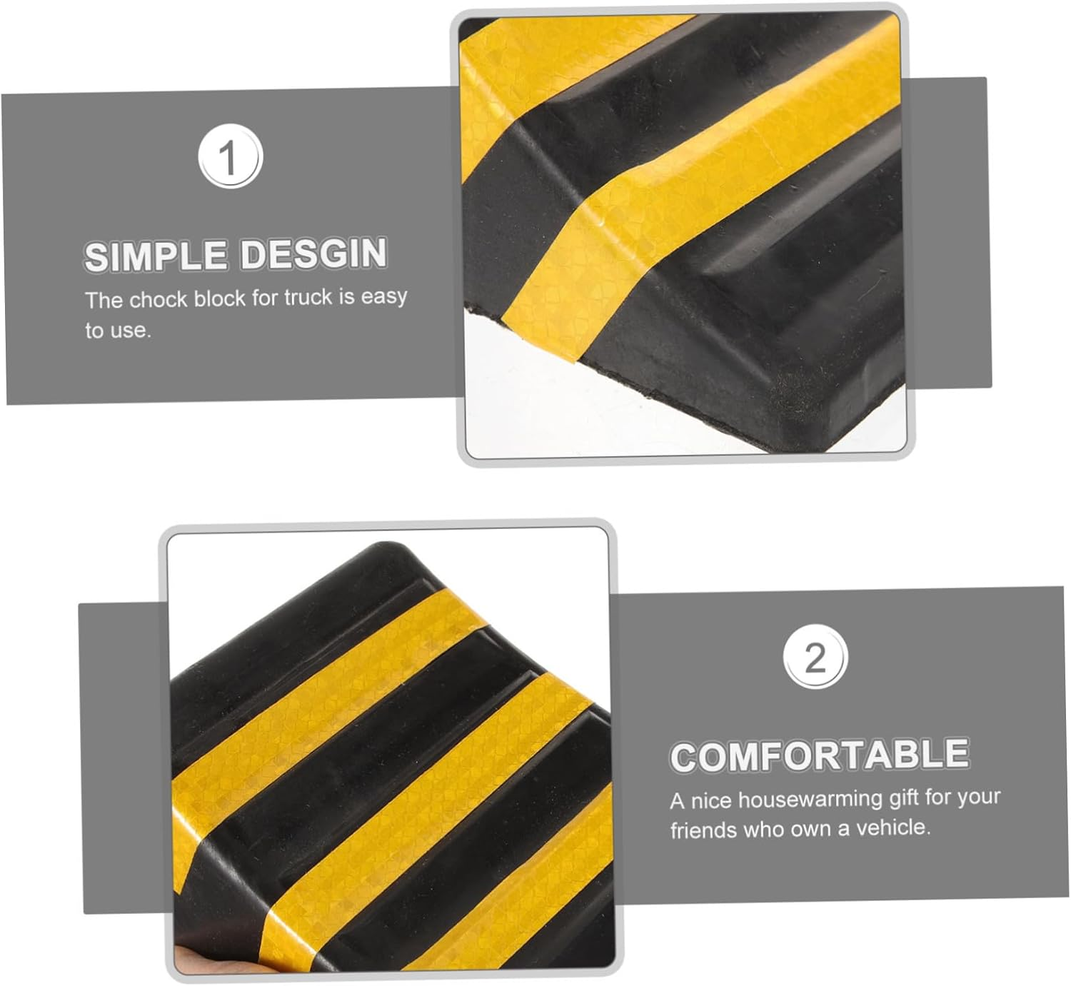 CLISPEED Heavy Duty Rubber Car Wheel Chock Skid Tyre Stopper for Trailers Rvs Durable Non Slip Design for Car Accessory for Safe Vehicle Stopping image number 6