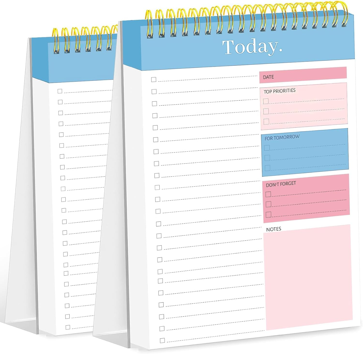 Doublecare 2 Packs To-Do List Notepad, A5 Daily Planner Notepad, Totally 208 Pages Undated Planning Pads with Task Checklist, Spiral Binding, 120 GSM Paper, PVC Cover for Home, Office & School Supplies