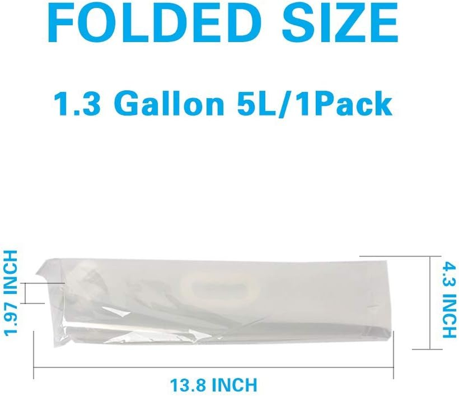 Soddeph Collapsible Water Container Bag, BPA Free Food Grade Clear Plastic Storage Jug for Sport Camping Riding Mountaineer,Freezable, Food Grade (1-Pack-1.3 Gal) image number 1