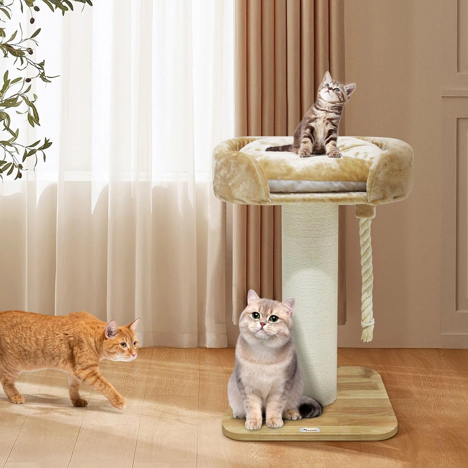 Pet Scene 98Cm Tall Cat Scratching Post Perch Bed Kitten Climbing Tower Tree Play Gym Scratcher Wooden Pet Furniture House Stand Dangling Sisal Rope image number 1