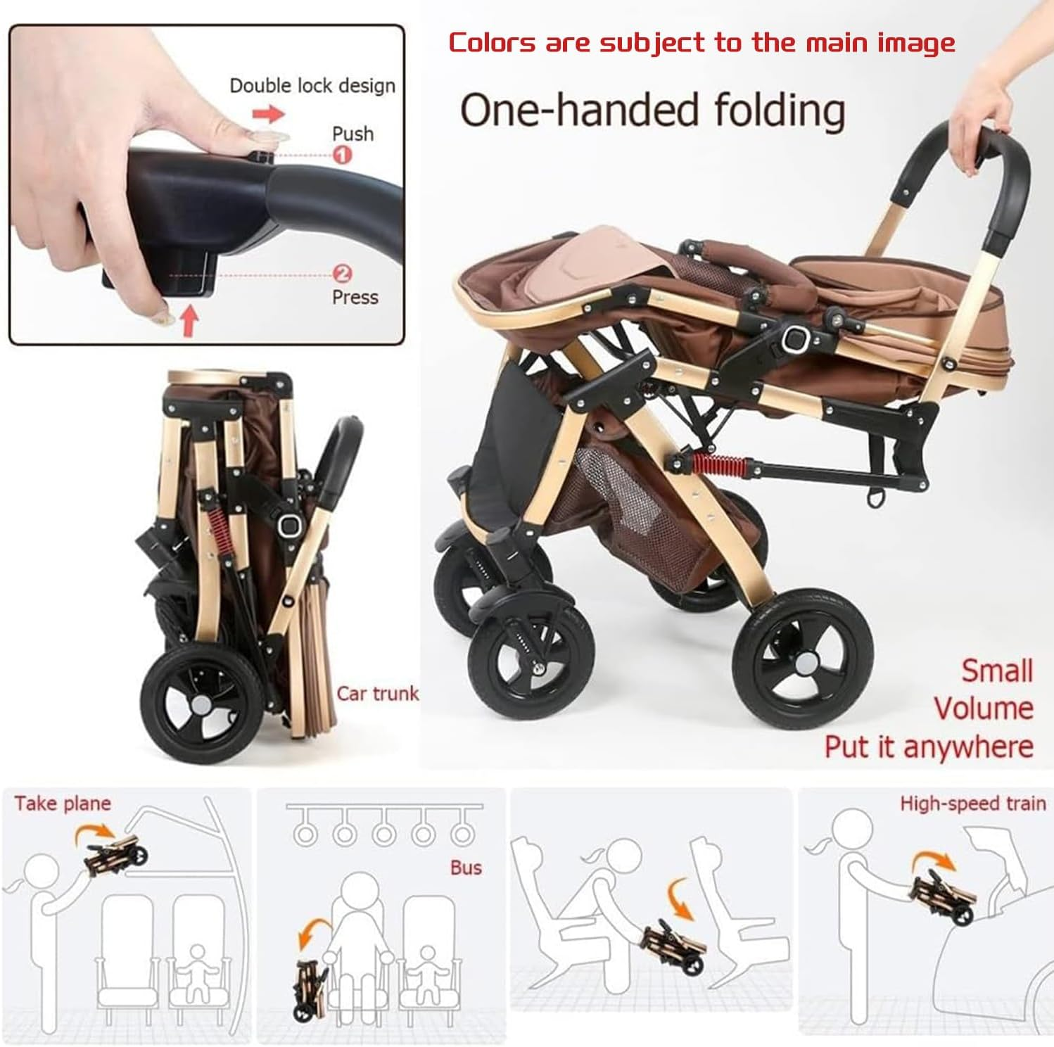 3 in 1 Baby Stroller & Bassinet Pram &ndash; Convertible Newborn Carriage with Reversible Seat, Adjustable Recline, Anti-Shock Wheels, 5-Point Harness, Large Storage Basket, Ideal Baby Pram for Infant & Toddler (Black) image number 3