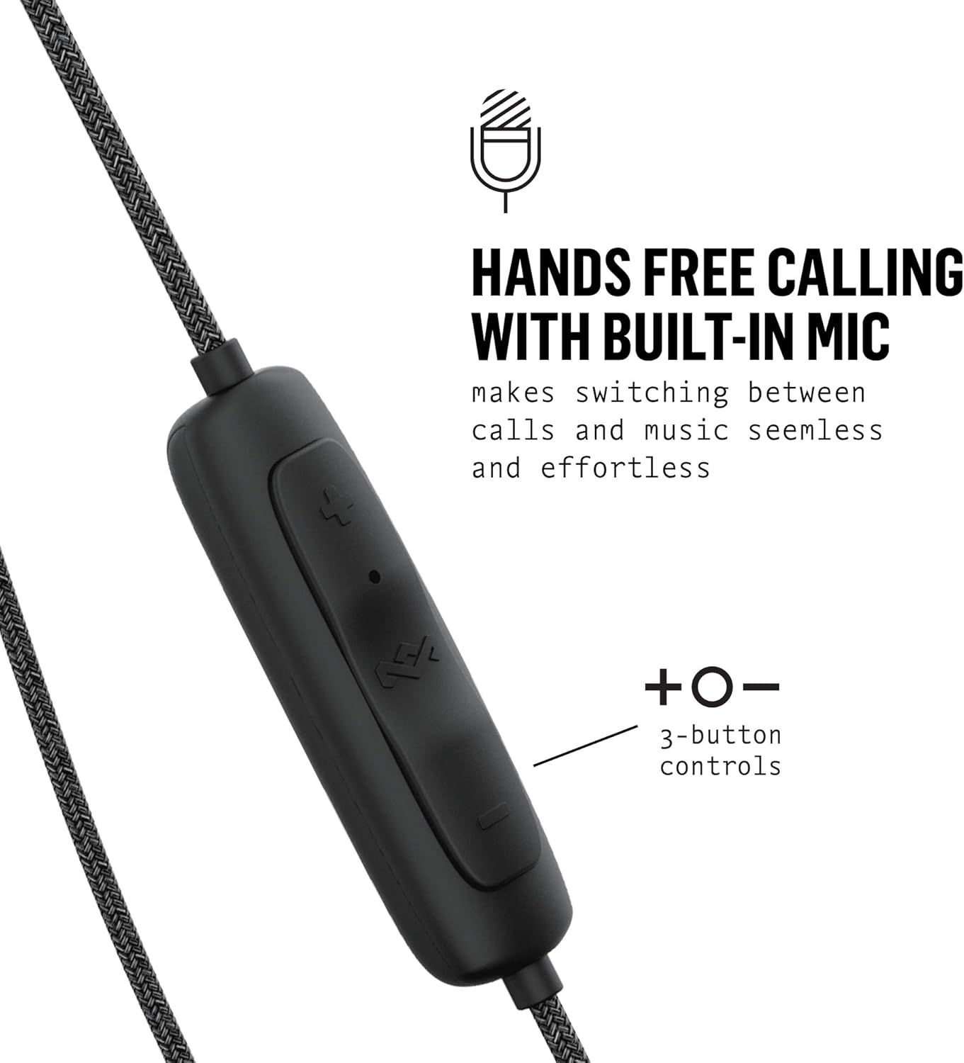 House of Marley Smile Jamaica: Wired Earphones with Microphone, Noise Isolating Design, and Sustainable Materials, Signature Black - Signature Black image number 4