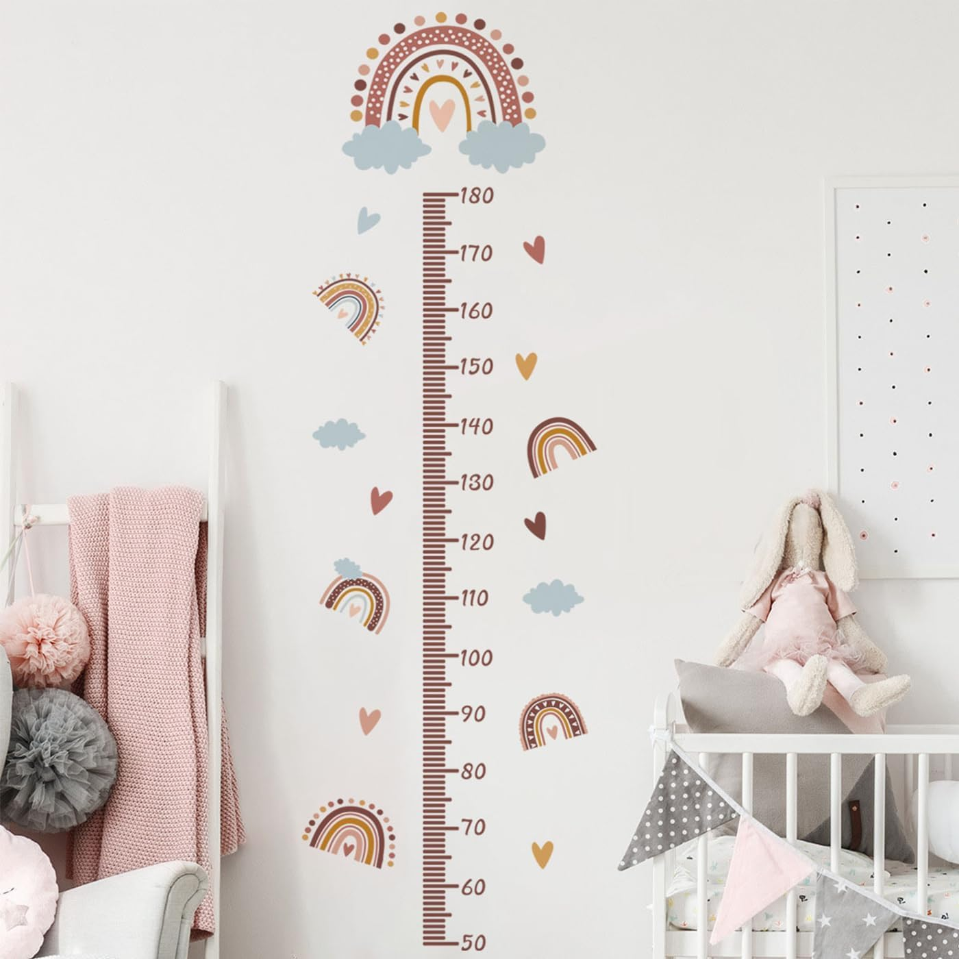 Kids Height Chart Wall Stickers,Baby Growth Height Wall Decal Removable DIY Height Measure Mural Decor for Girls Boys Toddler Nursery Kindergarten Playroom Bedroom Decoration Art (E)
