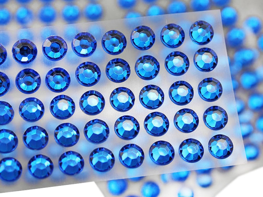 10Mm SS46 Blue Self Adhesive Acrylic Rhinestones Plastic Face Gems Stick on Body Jewels for DIY Cards and Invitations Crafts Bling Sticker - 5 Sheets - 250PCS image number 6
