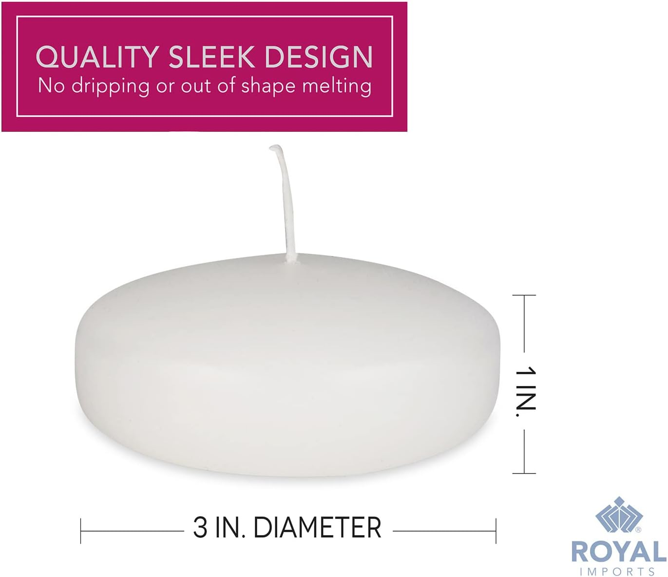 Royal Imports 10 Hour Floating Candles, 3&rdquo; White Unscented Dripless Wax Discs, for Cylinder Vases, Centerpieces at Wedding, Party, Pool, Holiday (12 Set) image number 4