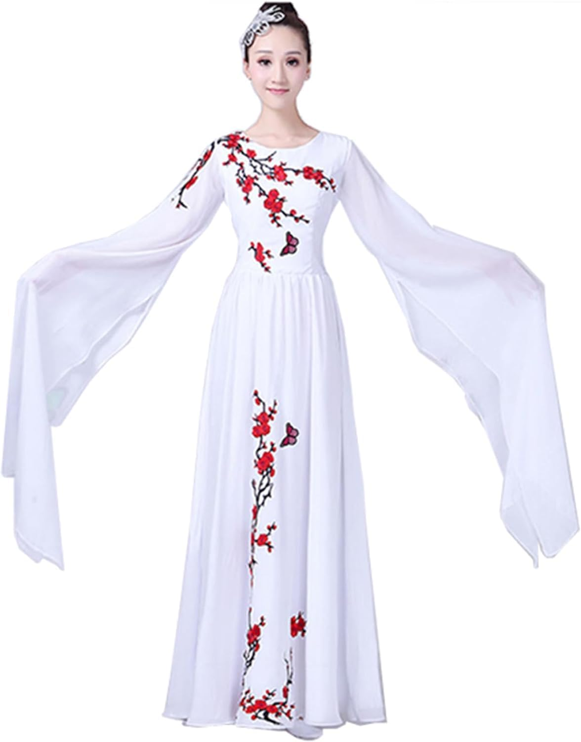 Iron on Patches,Embroidery Patches,Applique for Clothes Dress Pants Hats Jeans, Sewing Flowers Applique DIY Accessory,2Pcs Plum Blossom Patch,Red/Black