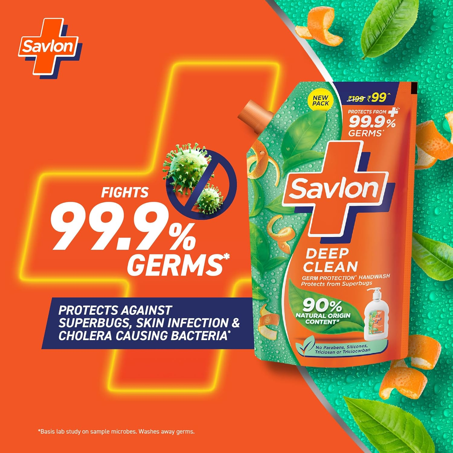 Savlon Deep Clean Germ Protection Liquid Handwash Refill Pouch, 725Ml image number 2