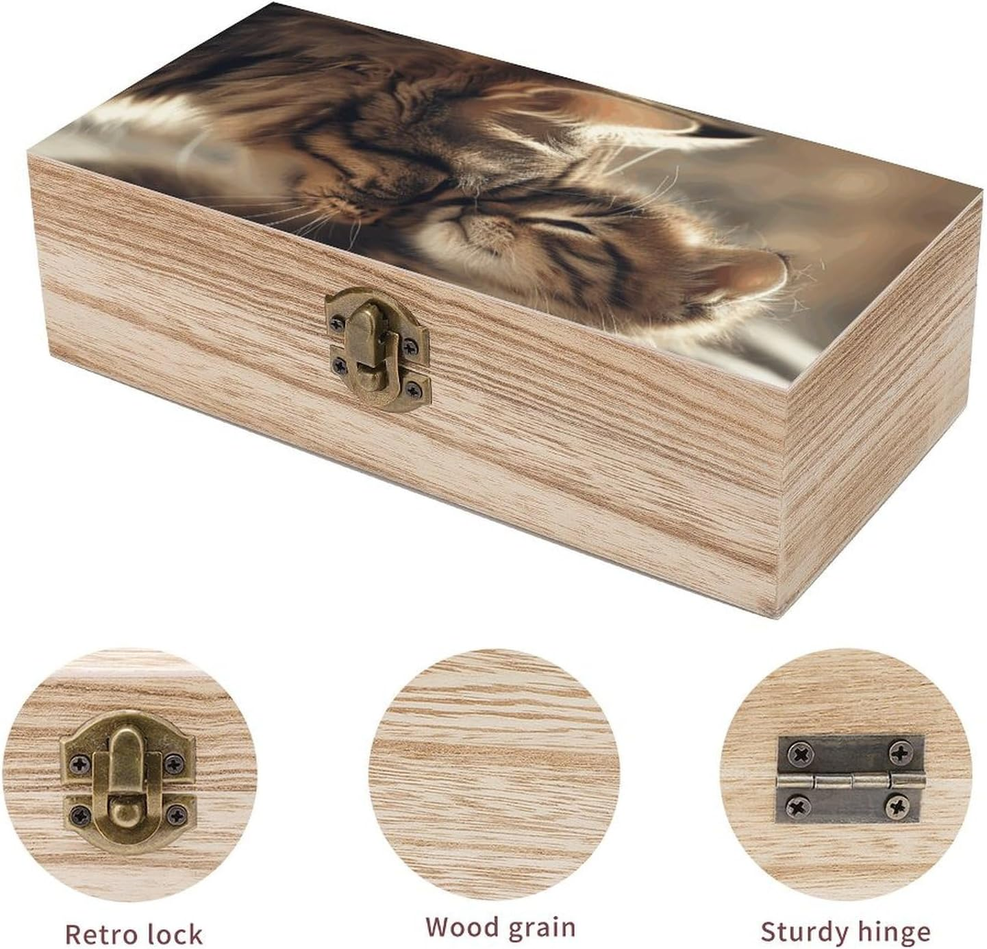 Cat Wooden Box Wood Wedding Keepsake Boxes with Lids Small Decorative Boxes Lightweight Wooden Memory Storage Box for Crafts Keepsakes Jewelry Photo Letter Storage image number 6