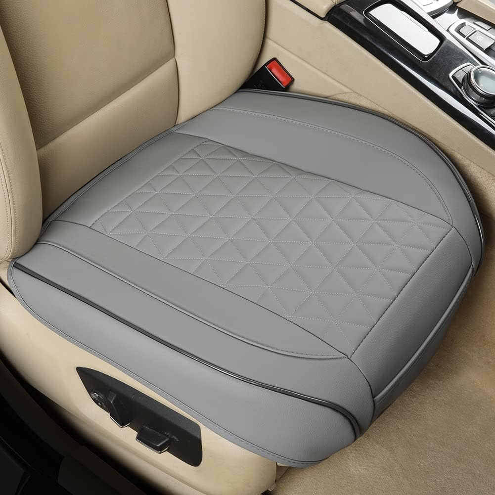 Black Panther 1 Pair Luxury Faux Leather Car Seat Covers Front Bottom Seat Cushion Covers, Anti-Slip and Wrap around the Bottom, Fit 95% of Vehicles - Black