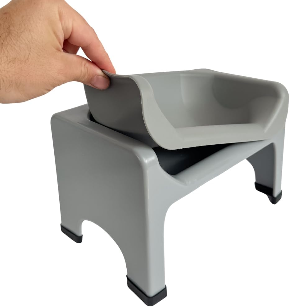 Fluff Trough Elevated Dog and Cat Bowl Feeding System with Silicone Bowl for Small to Medium Pets - Vet Approved, Food Safe, Non-Toxic, Dishwasher Safe, Perfect for Flat-Faced Pets, Gray image number 5