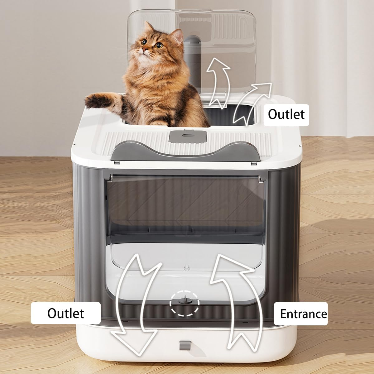 Cat Litter Box, Fully Enclosed Cat Litter Box with Lid, a Brand-New Disinfectable Design with a Scoop and an Extra-Large Litter Tray, Ideal for Larger or Multiple Cat (Pink) image number 2