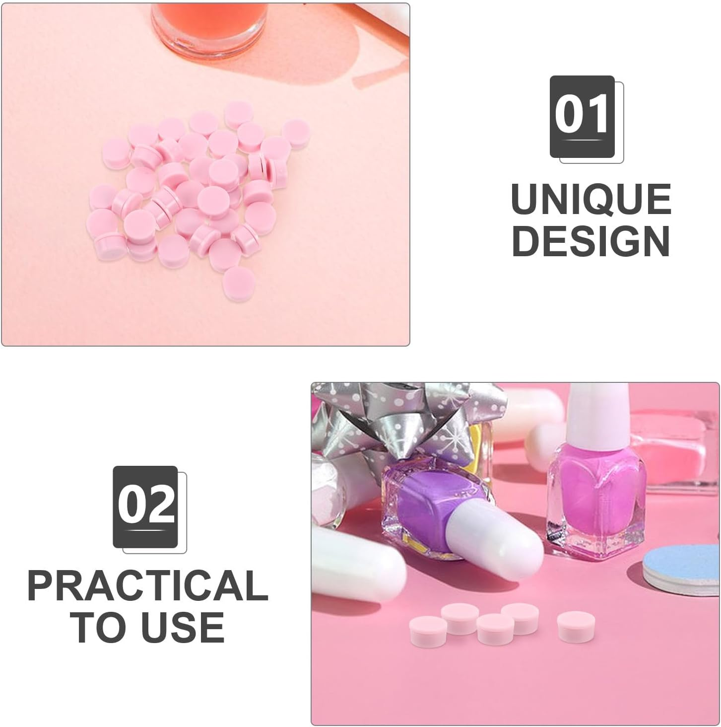 Healvian 40Pcs Spinning Nail Charm Bearings - Pink Plastic High-Speed Nail Art Rotating Shaft - 0.5X0.4 Inch Rotary Bearing for Fingernail Art Designs Crafting - Pink image number 6