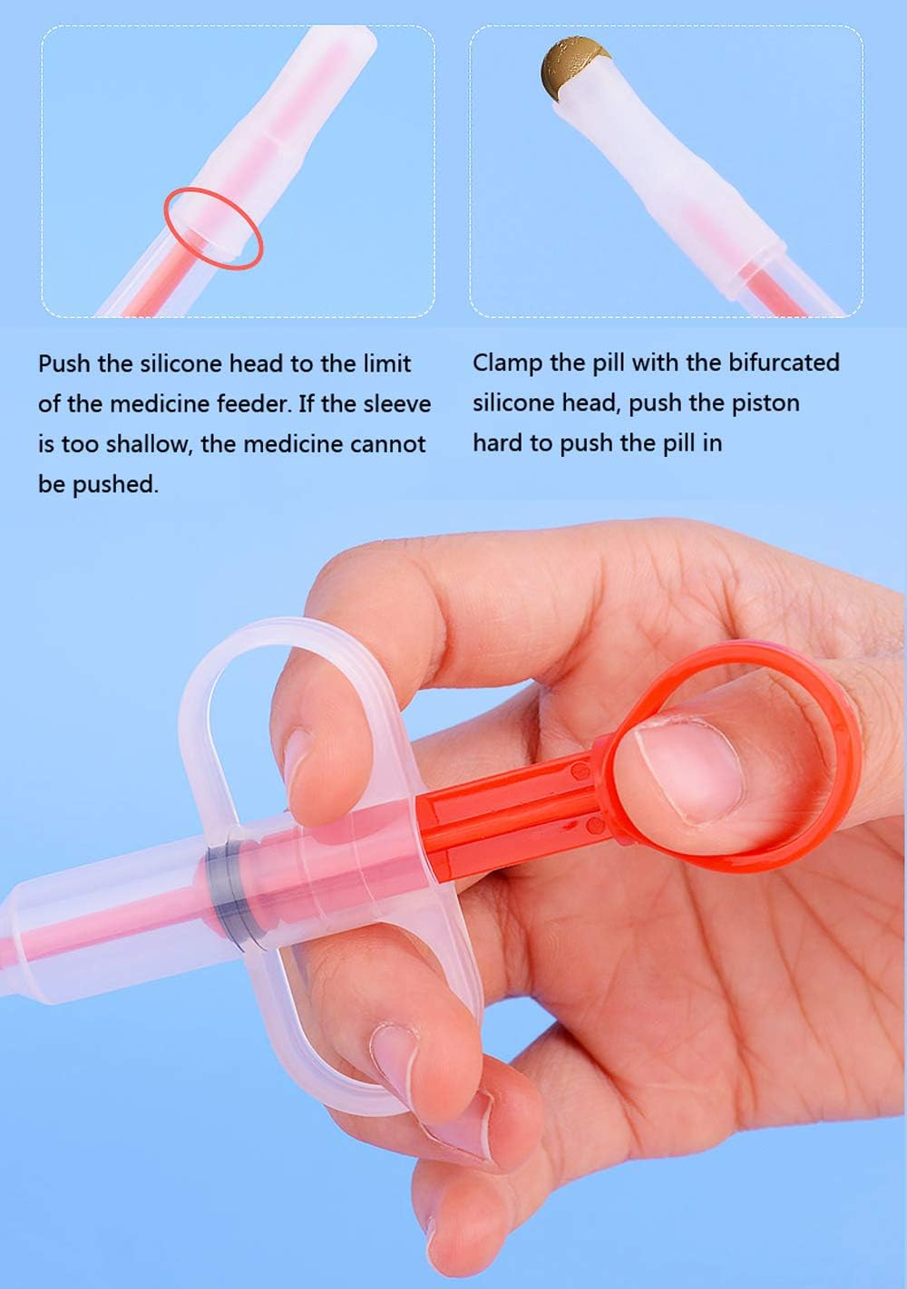 Nifocc Pet Medicine Feeder Pet Pill Syringe Pet Liquid Feeding Dispenser Feeding Tool with Soft Silicone Tip for Dogs Cats Birds Small Animals Blue and Red 2 Pcs