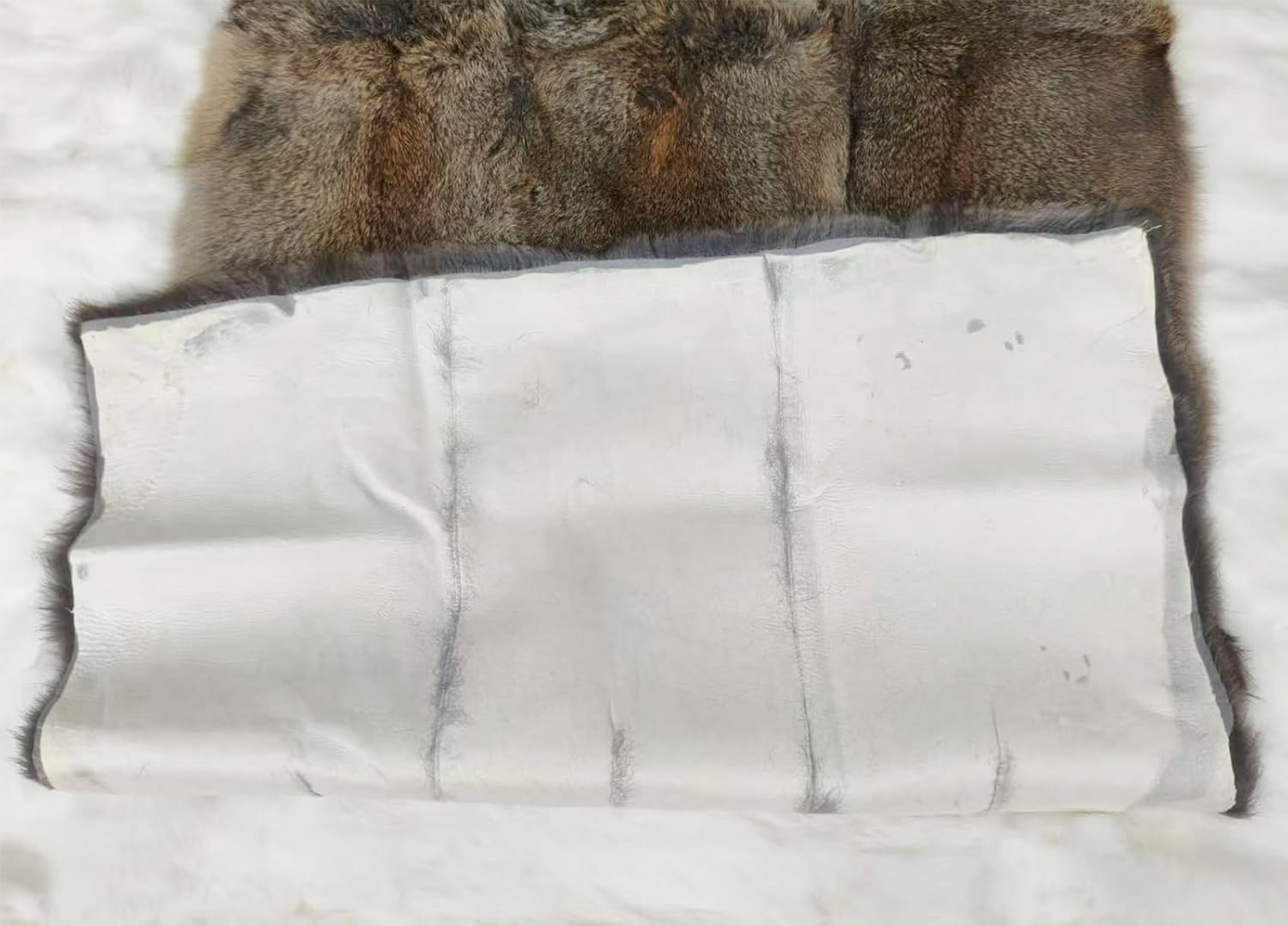 Plush Rabbit Hide Fur Throw Blanket for Couch 55X110Cm, Whole Pelt Patchwork Real Rabbit Skin Throw Warm Leather Rug Home Sofa Chair Decor Mat for DIY Craft Material Natural Yellow