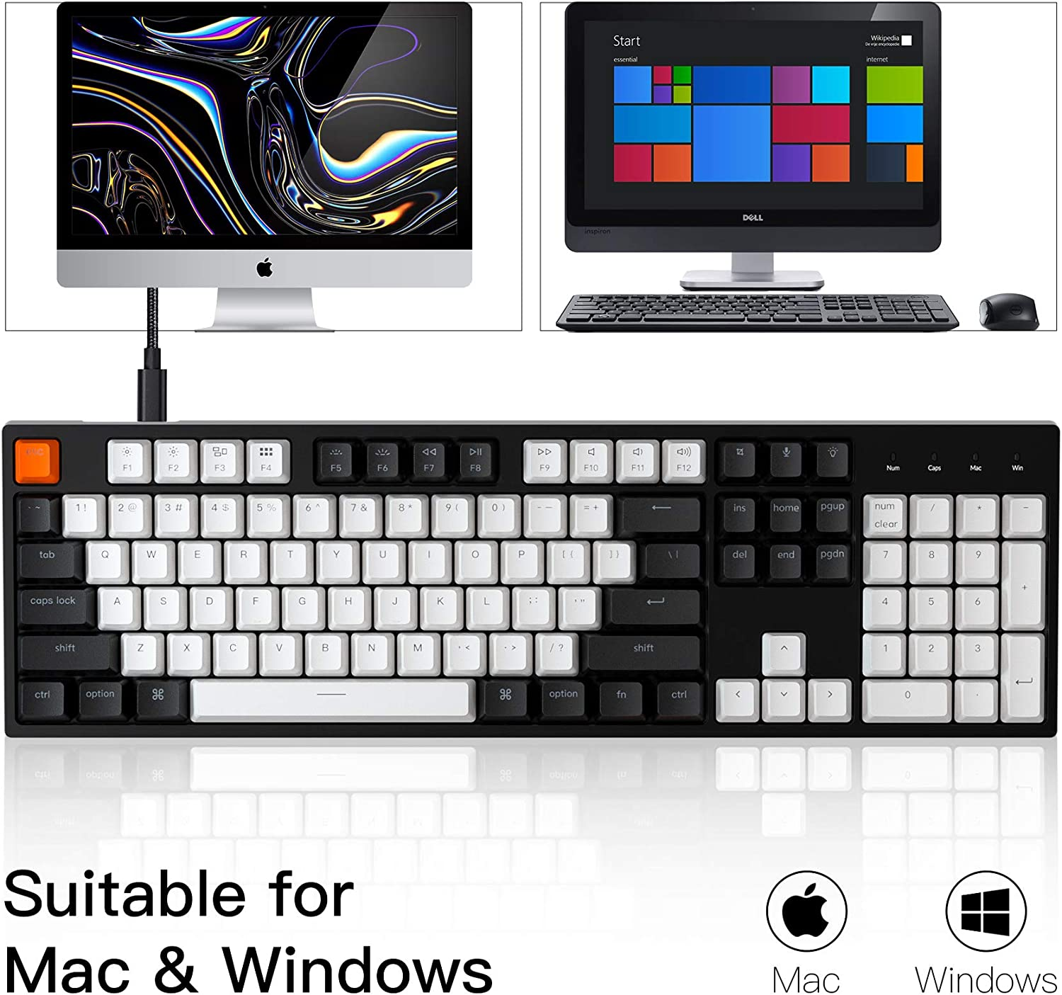 Keychron C2 Full Size 104 Keys Wired Mechanical Gaming Keyboard for Mac Layout, Gateron G Pro Brown Switch/White LED Backlight/Double Shot ABS Keycaps/Usb C Computer Keyboard for Windows Laptop image number 2