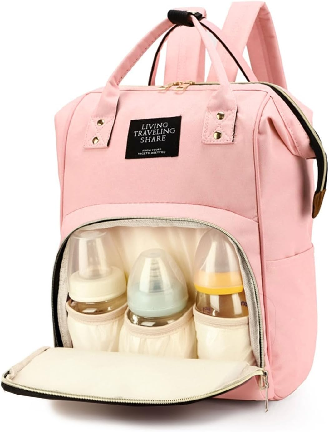 Fiohiros Nappy Bags for Baby - Waterproof Baby Bag for Mum with Insulated Pockets, Large Nappy Backpack & Stroller Straps, Hospital Bag Maternity Essentials