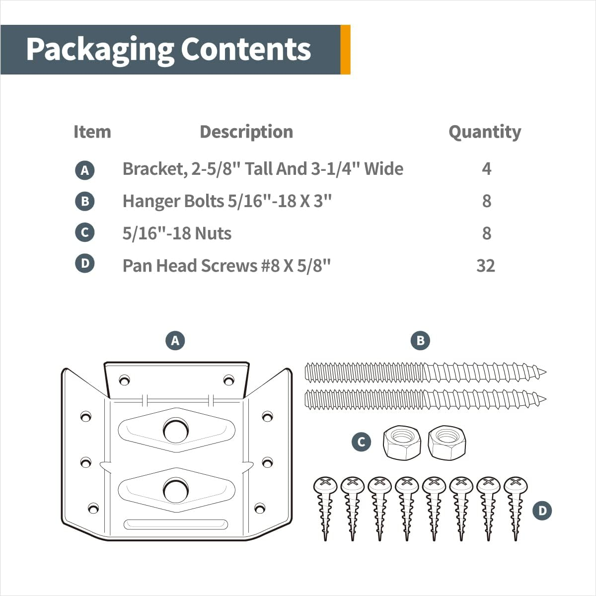 POWERTEC 71428 Surface Mount Corner Brackets with Mounting Hardware, Corner Braces for Table Aprons and Table Legs, Set of 4