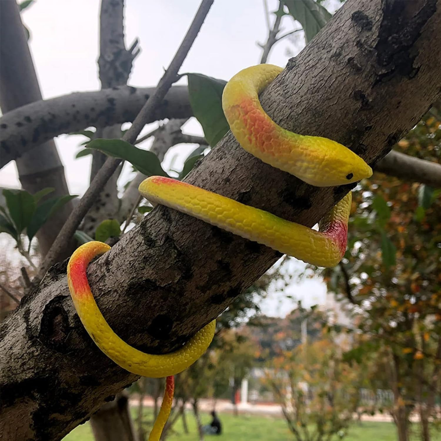 4 Packs Realistic Rubber Snake to Keep Birds Away &ndash; 29 Inch Plastic Forest Fake Snakes April Fools Day Party Halloween Decoration for Garden Props to Scare Birds, Squirrels, Mice, Pranks image number 1