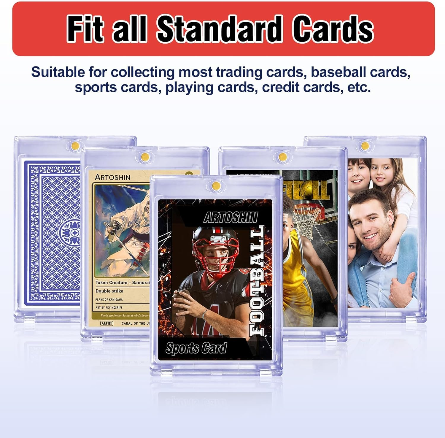 Magnetic Card Holders for Trading Cards, One Touch Card Holder, Trading Cards Protectors Hard Plastic for Baseball Sports Cards (10)