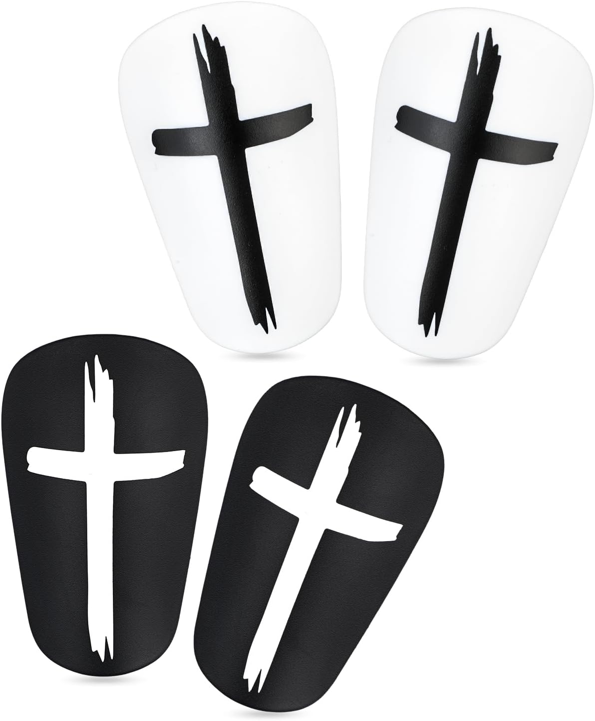 2 Pairs Mini Soccer Shin Guards, 3.94X2.36 Inch Black & White Cross Style Extra Small Football Shin Guards Mini Football Shin Pads Protective Equipment for Teens Adults Boys Girls image number 4