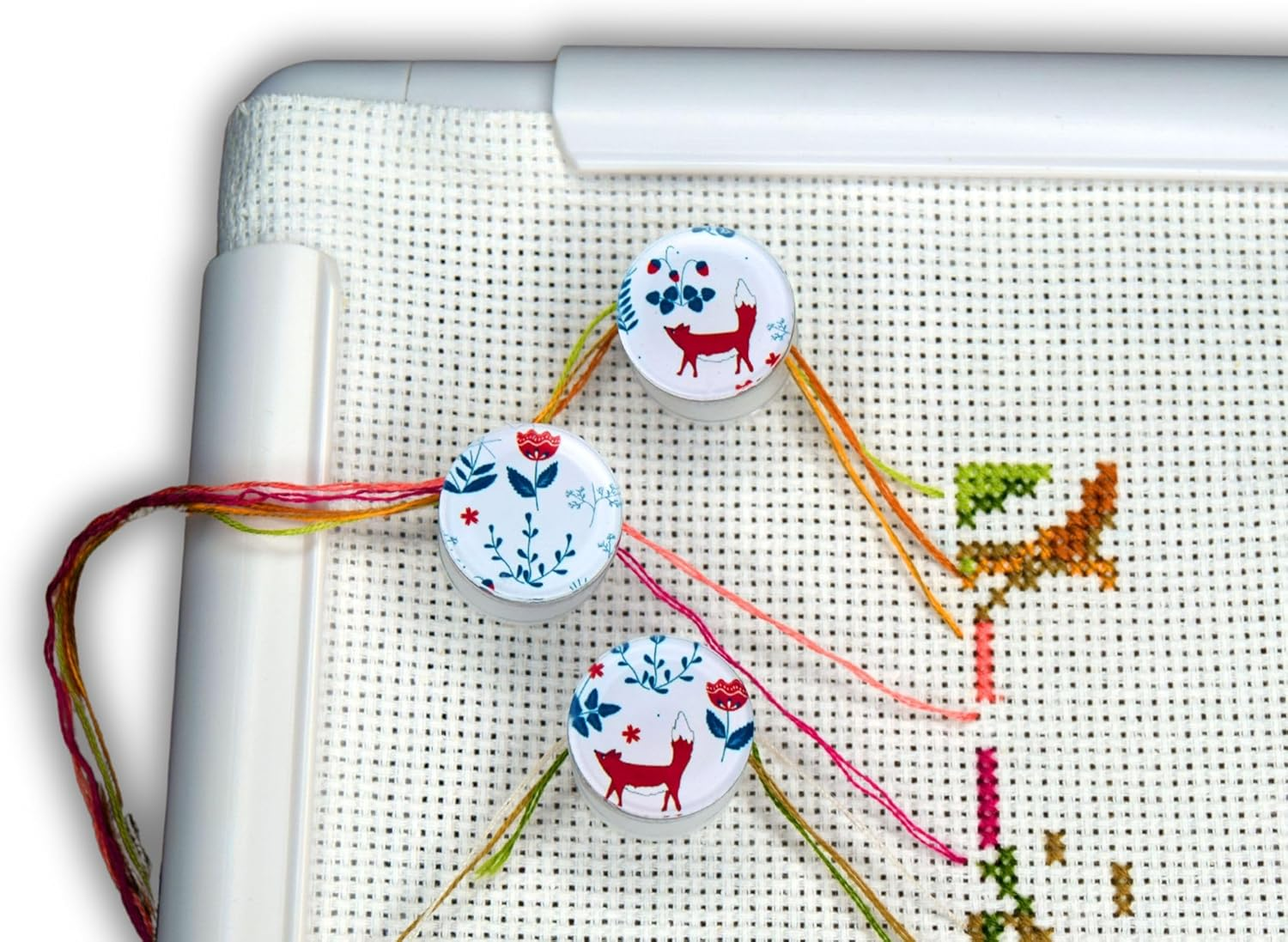 Needle Minder for Cross Stitch Fox the Set of 3 Parking Bobbins Needle Minders Floss Holders Keeper Magnetic Clips Tightening Floss Cross Stitch Parking Bobbins for Embroidery Frame Scroll Rod Qsnap Hoop Tension Clips Thread Catcher image number 2