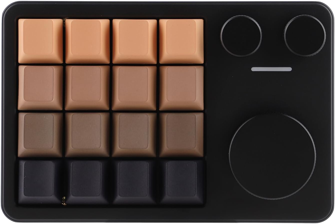 Kiiboom Cybrix 16 via Programmable Macro Pad - 16 Keys + 3 Knobs, Type-C Wired Aluminum Numpad, Hot-Swappable PCB, RGB Backlight, Lightweight & Portable Numeric Keypad for Windows & Mac (Black)