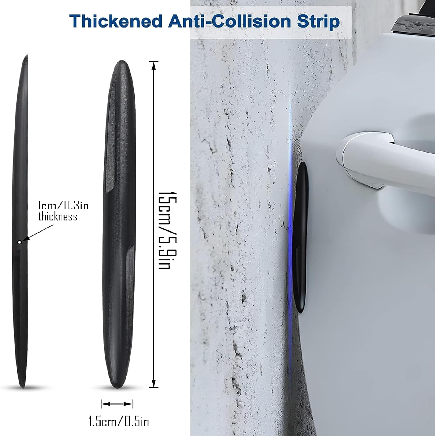 4Pcs Black Car Door Edge Guards - Anti-Collision Strips, Soft PVC Cushioning Impact Car Bumper Guard Protector, Crash Scratch Guard for Car, Truck Door Edge Protection image number 3