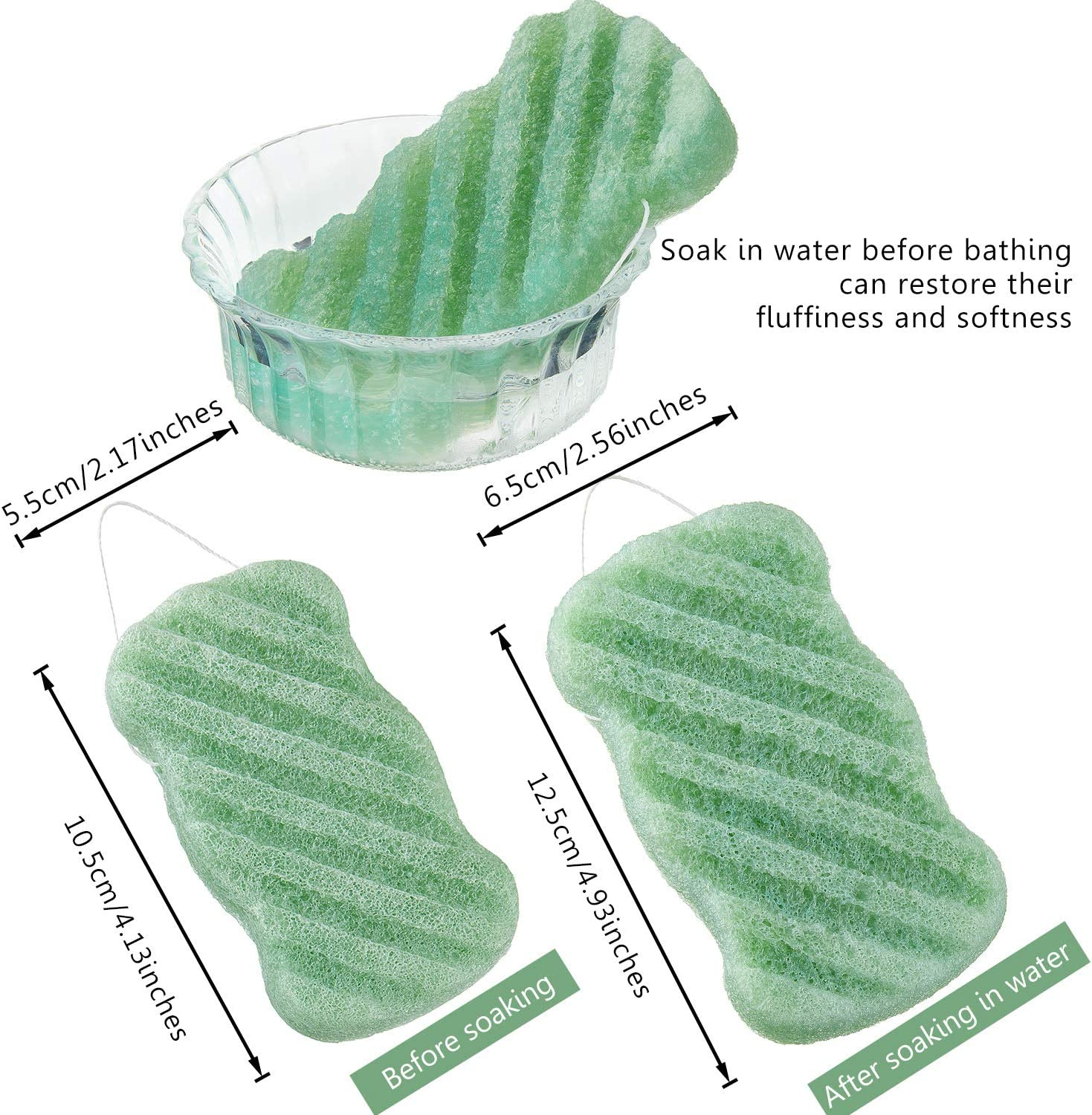 8 Pieces Konjac Soft Bath Shower Sponge Body Pouf Scrubber Exfoliating Facial Cleaning Sponges Foam Loofah for Women Men Kids image number 3