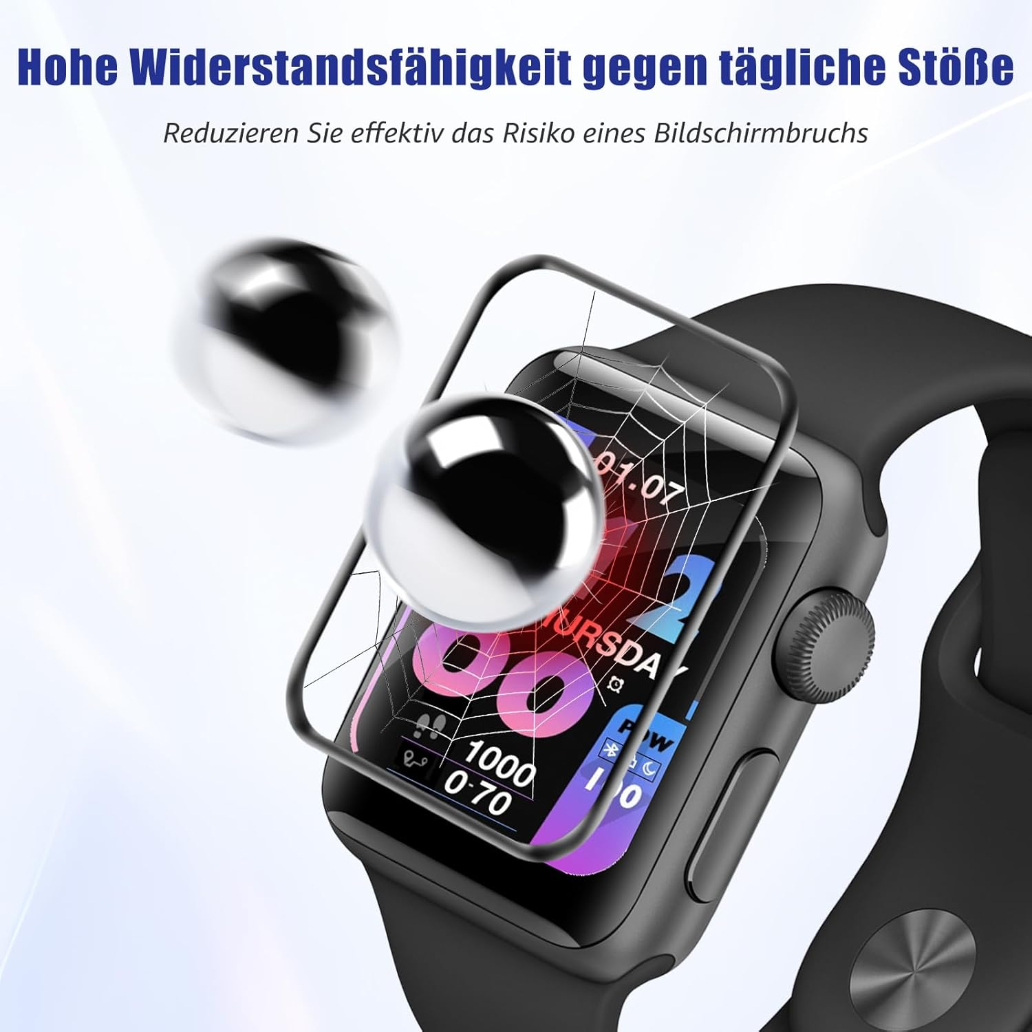 Cable Leader Pack of 2 Screen Protectors for Apple Watch Series 4/5/6/SE 44 Mm, Ultra HD Bubble-Free Anti-Scratch Apple Watch 6 44 Mm Protective Glass, 3D Curved Ultra Resistant Iwatch 5 44 Mm Film image number 5