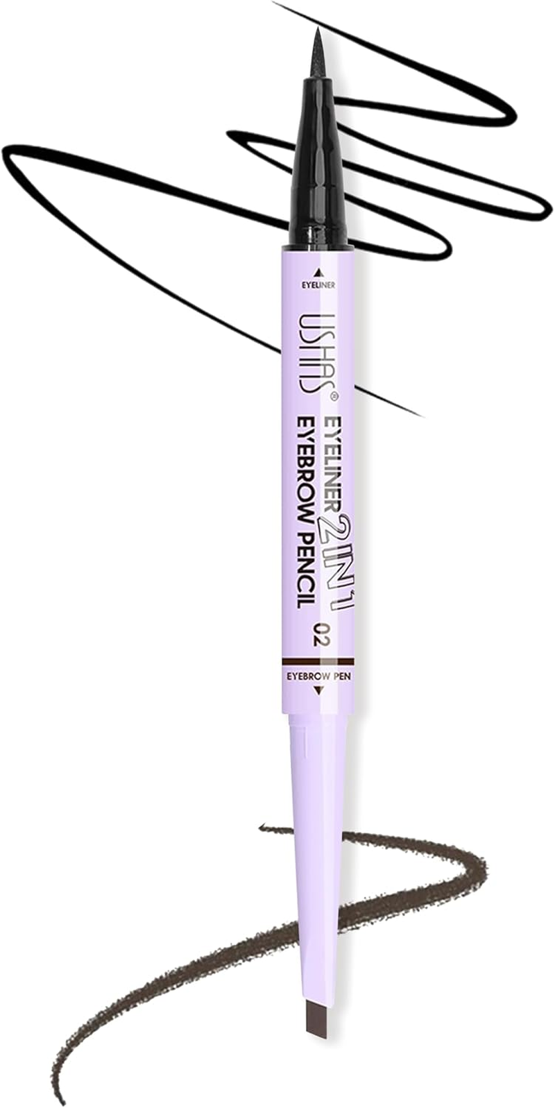 YBUETE 2-In-1 Eyebrow Pencil Eyeliner, Professional Bionic 3D Micro Precision Tip Eyebrow Pen, Liquid Smooth Black Eyeliner Eye Makeup, Long-Lasting Waterproof Natural Brows Eye Makeup for Women