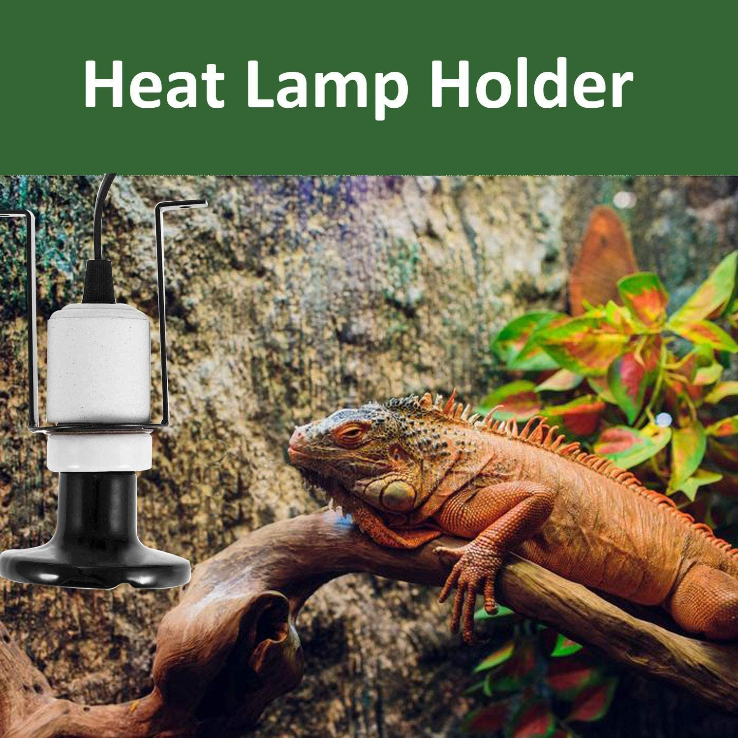 Reptile Ceramic Heat Lamp Holder Pet Heater Bracket with Adjustable Switch for Heat Lamp Bulb(Maximum Load: 100 Watt)