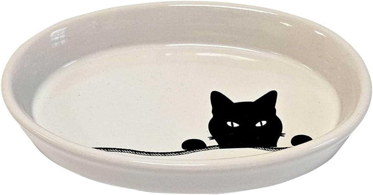 Nobby Cat Ceramic Bowl Oval Wilson Pink 17 X 11 X 2.5 Cm, 120 Ml