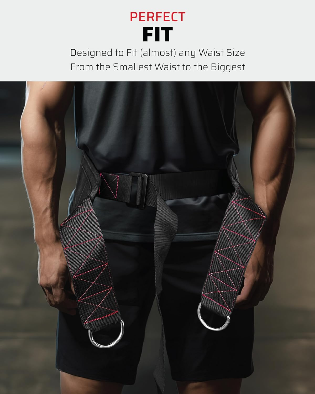 THEFITGUY Belt for Pulling, Strength Training, Adjustable Closure, 2 Straps & 4 Hooks Included