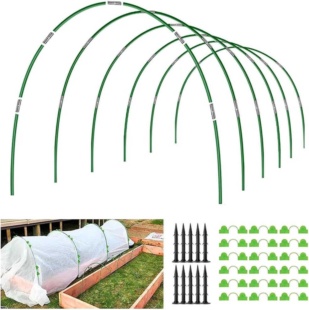 Springup 36PCS 3.8Ft/1M DIY Garden Hoops Grow Tunnel Trellis Arch, Greenhouse Hoops for Raised Beds, Rust-Free Fiberglass Support Hoops Frame, Plant Stakes, Outdoor Gardening Supplies (Green)