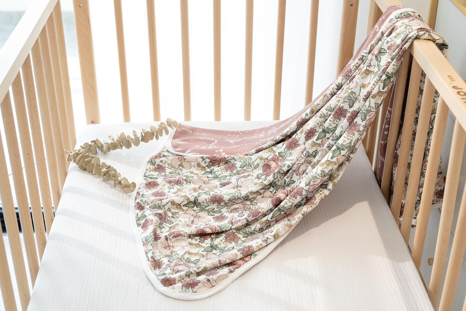 Little Jump Stretchy Jersey Knit Swaddle Blankets, Premium Cotton Floral Baby Blanket,Soft Western Wild Flowers Baby Quilt for Baby Girls and Toddlers(Vintage Floral)