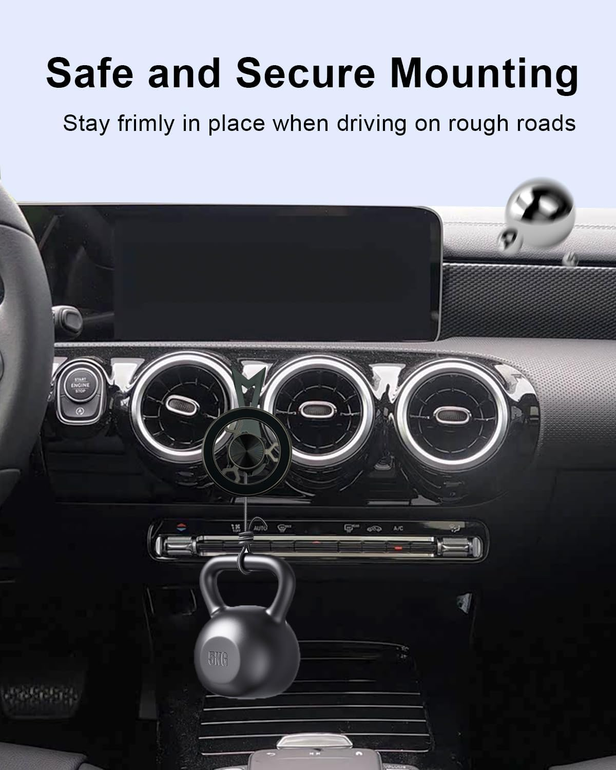 SPTSSWET Magnetic Mobile Phone Holder Compatible with Mercedes Benz a Class A200 A220 A180 2015-2019 360 Degree Adjustable Compatible with Magsafe Car Mobile Phone Holder for Car Ventilation Slots image number 5