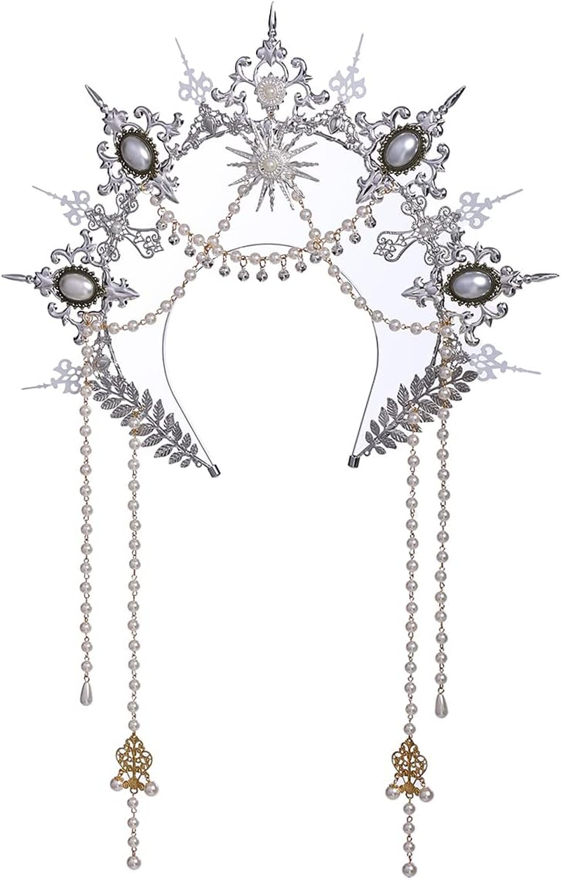 BLESSUME Halo Crown Mary Goddess Headband Women Halloween Costume Headpiece image number 1