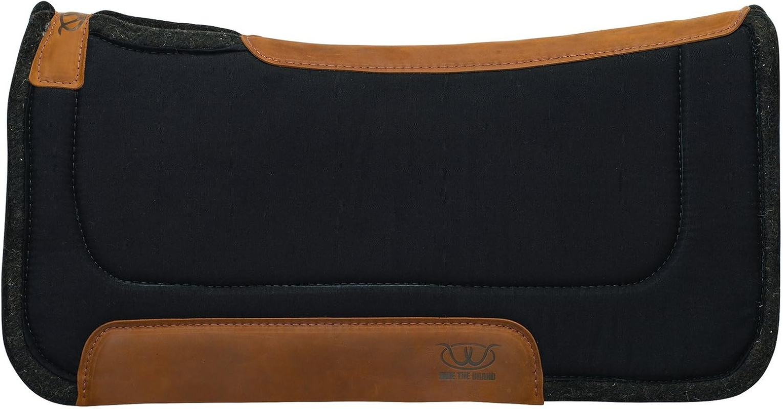 Weaver Equine 32" X 32" All Purpose Contoured Wool Blend Felt Horse Saddle Pad, Shock Absorbing Protective Western Saddle Pad, Equine Supplies, &lrm;Black