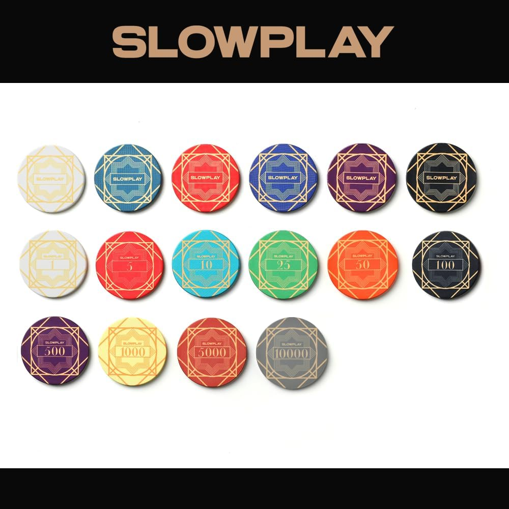 SLOWPLAY Poker Chip Sample Set | Clay Poker Chips & Ceramic Poker Chips | Numbered Chips, Blank Chips | 50Pcs per Pack
