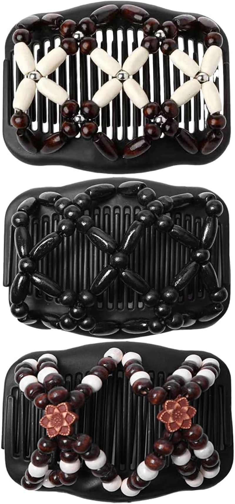 3 Pieces Hair Comb Inserts Women Headwear Elastic Double Row Comb Fashion Magic Hair Comb Hair Accessories image number 4