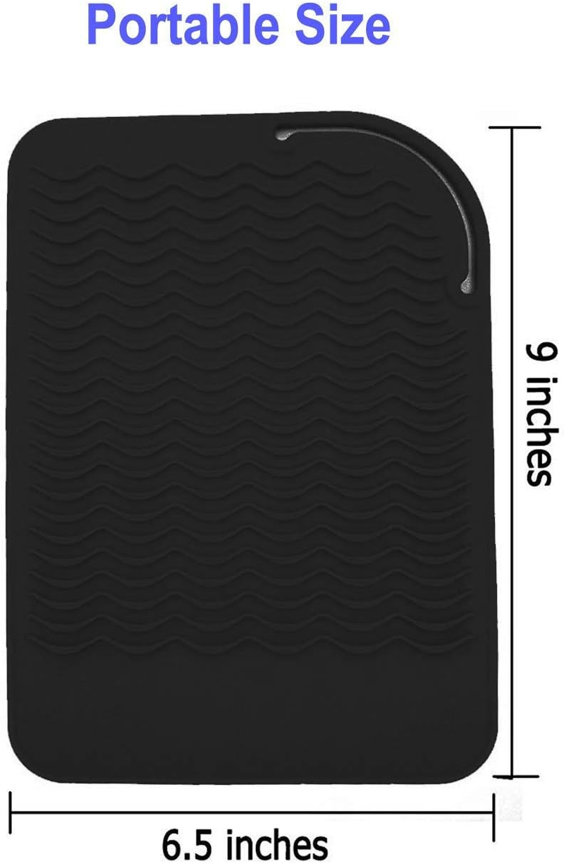 Heat Resistant Mat for Curling Iron, Flat Irons and Hair Straightener Hair Styling Tools 9" X 6.5", Food Grade Silicone, Black image number 5