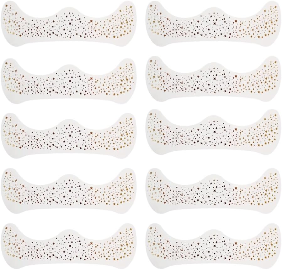 Poemtian 10Pcs Glitter Freckles Face Tattoo, Gold Star & Dot Freckles for All Ages image number 2