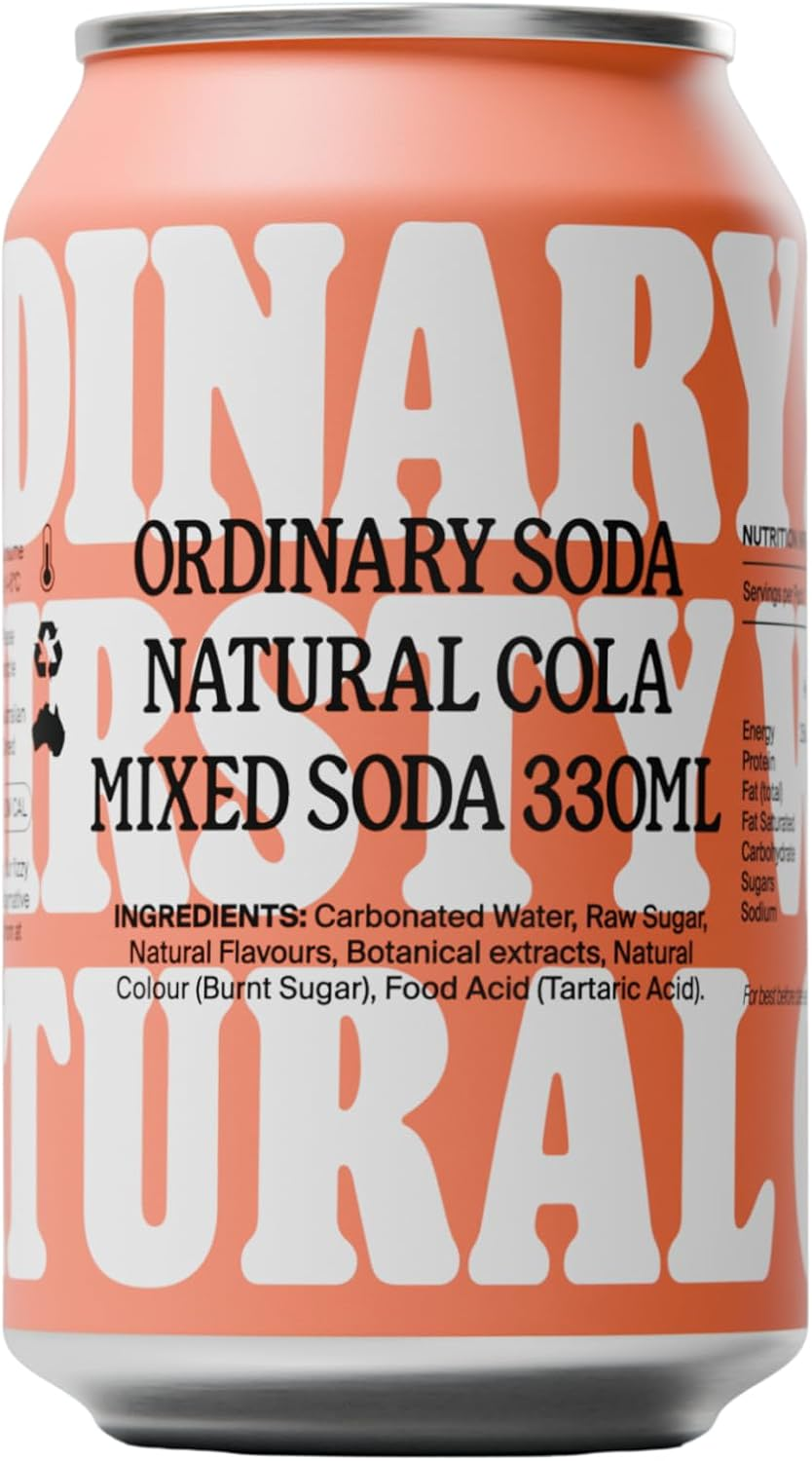 Ordinary Soda Natural Lo-Cal Soft Drink 12X330Ml &ndash; Australian-Made Sparkling Soft Drink, Natural Flavours, Botanical Extracts. Less than 2G of Sugar per 100Ml Serving Size 12 Cans Bold & Smoky Cola image number 5