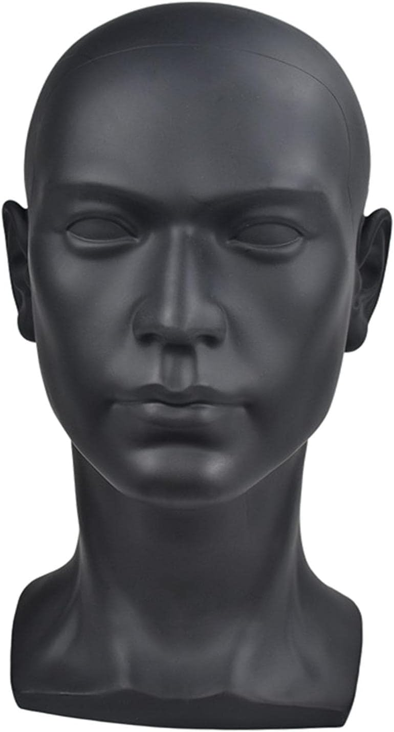 Koolsoo PVC Male Man Display Head, Circumference 57Cm Cosmetology Premium, Smooth and Clean, 13 Inches, Matte Black