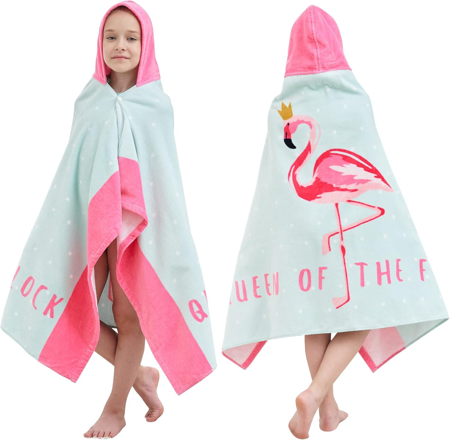 Bavilk Kids Hooded Bath Beach Towel Girls Boys Swim Pool Cover up Super Absorbent Cute Cartoon Animal Full Vitality (Dinosaur World)