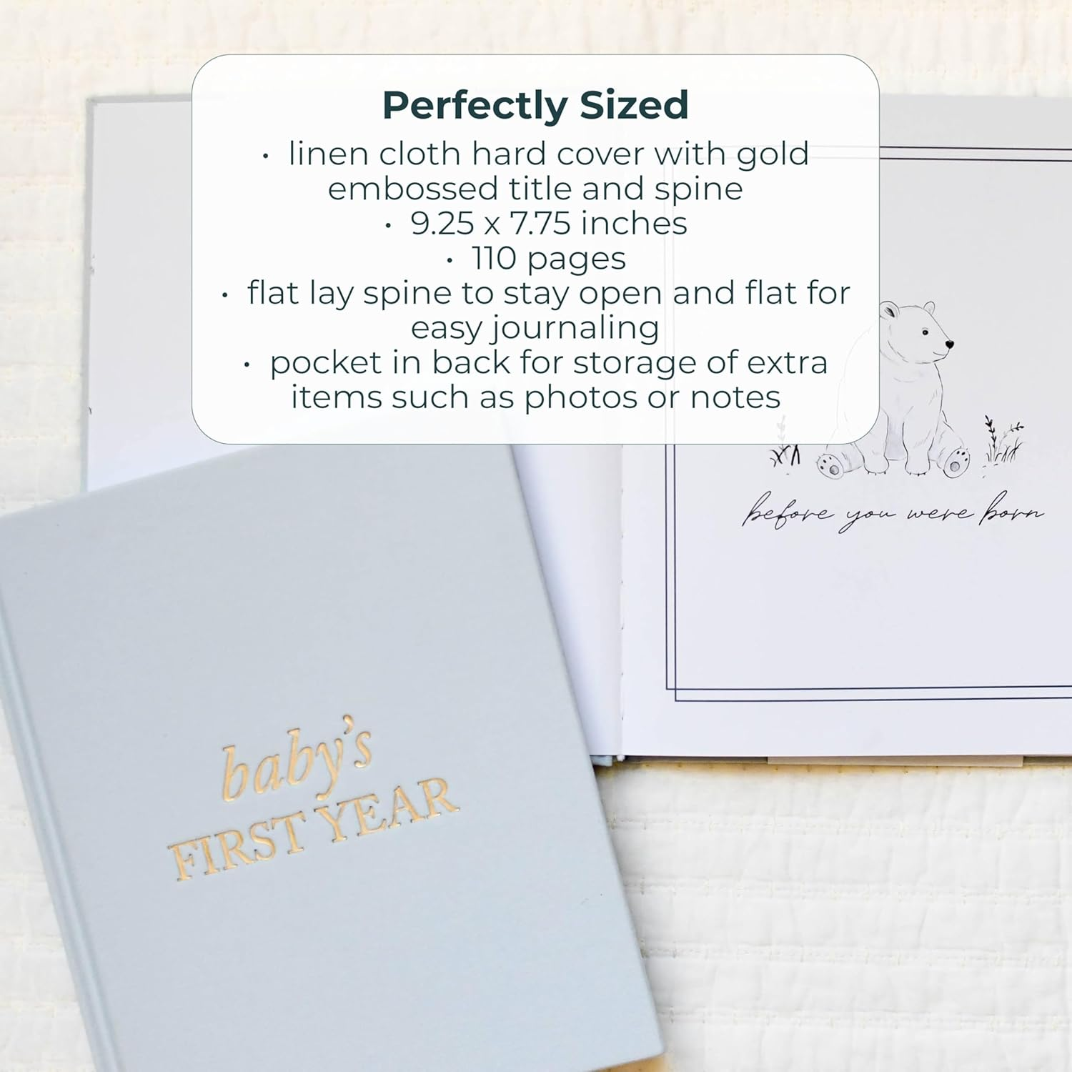 Baby First Year Book - Heirloom Keepsake Baby Memory Book to Record Important Milestones, Photos & More - Baby Keepsake Books (Dusty Rose,112 Pages)